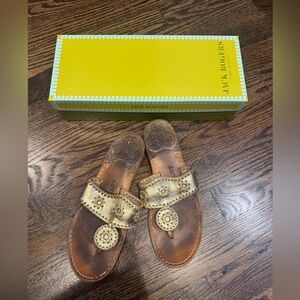 Jack Rogers Gold Leather Sandals